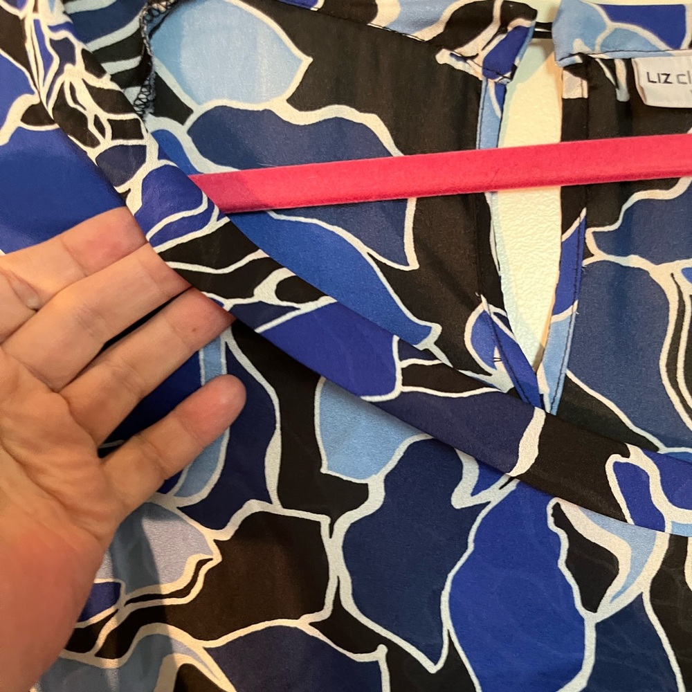 Liz Claiborne Floral Blue Women's Top - Picture 5 of 8